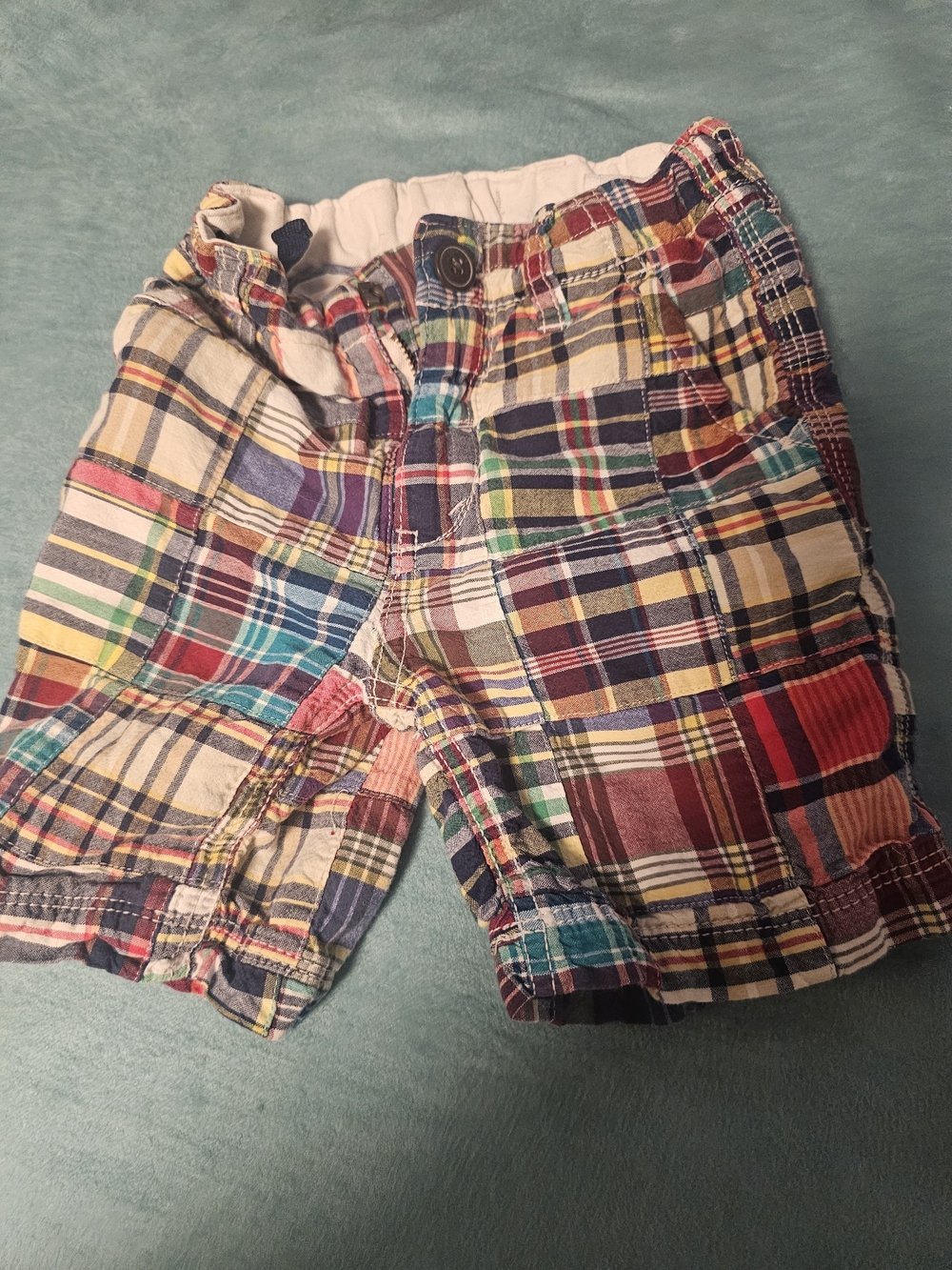 GAP Multicolor Madras Plaid Patchwork Shorts Sz 4 Yrs